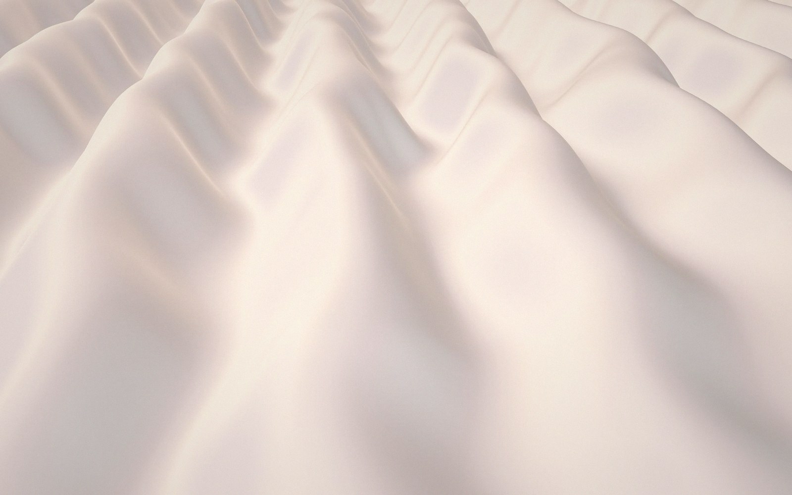 Close-up of smooth, pale draped fabric forming rows of soft folds and shadows